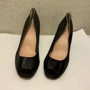 Taryn Rose  Italian Leather Black Peep open  Toe Heels Shoes 9.5 M